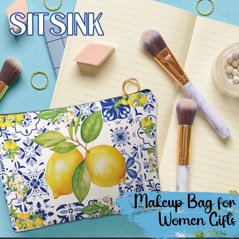 Sitsink Amalfi Coast Souvenir Makeup Bags - Italy Travel Gifts Lemon Themed Party Gifts Accessories Amalfi Coast Boho Cosmetic Bags for Women Bachelorette Besties Bridesmaid - Image 2